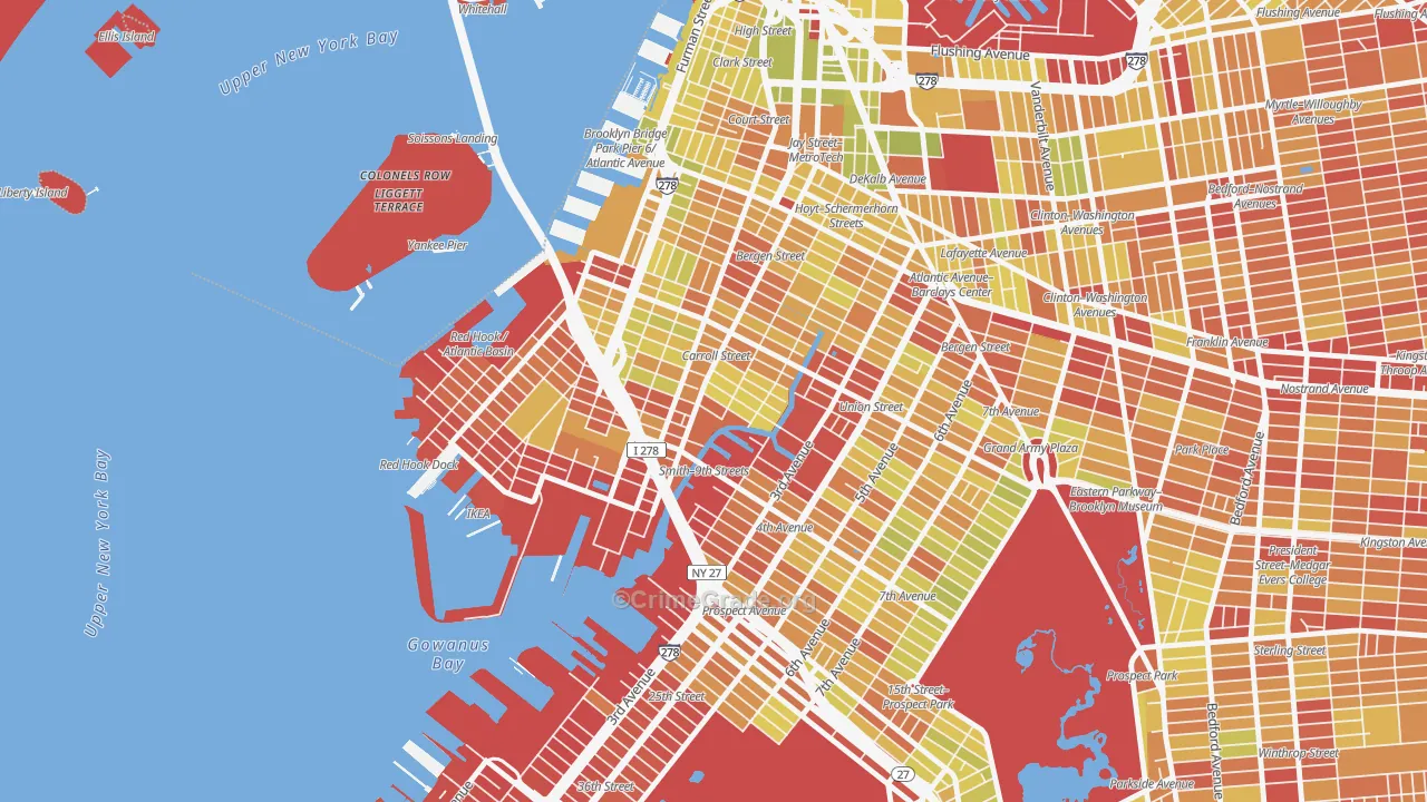 Carroll Gardens, Brooklyn, NY Map of Vehicle Theft Rates