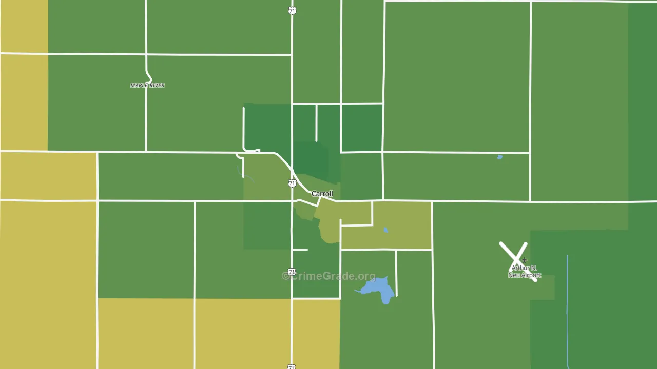 Carroll, IA Map of Vehicle Theft Rates