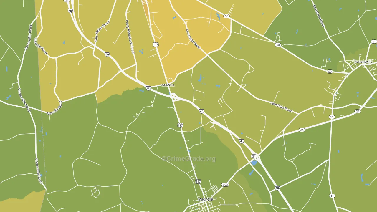 Carroll, NC Map of Vehicle Theft Rates