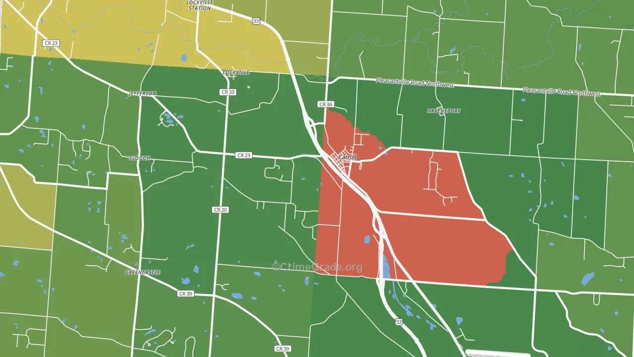 Carroll, OH Map of Vehicle Theft Rates