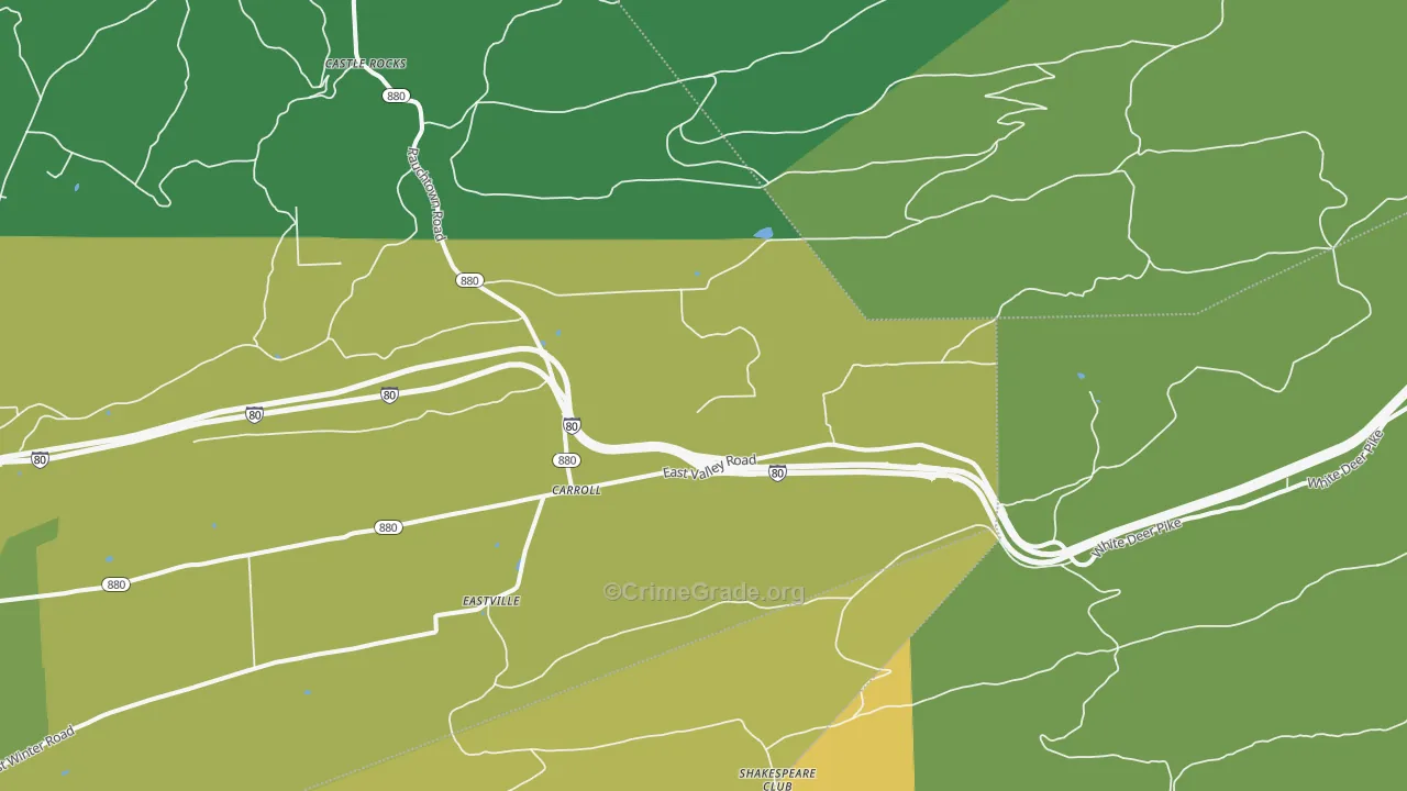 Carroll, PA Map of Vehicle Theft Rates