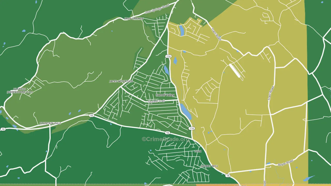 Carroll Valley, PA Map of Vehicle Theft Rates