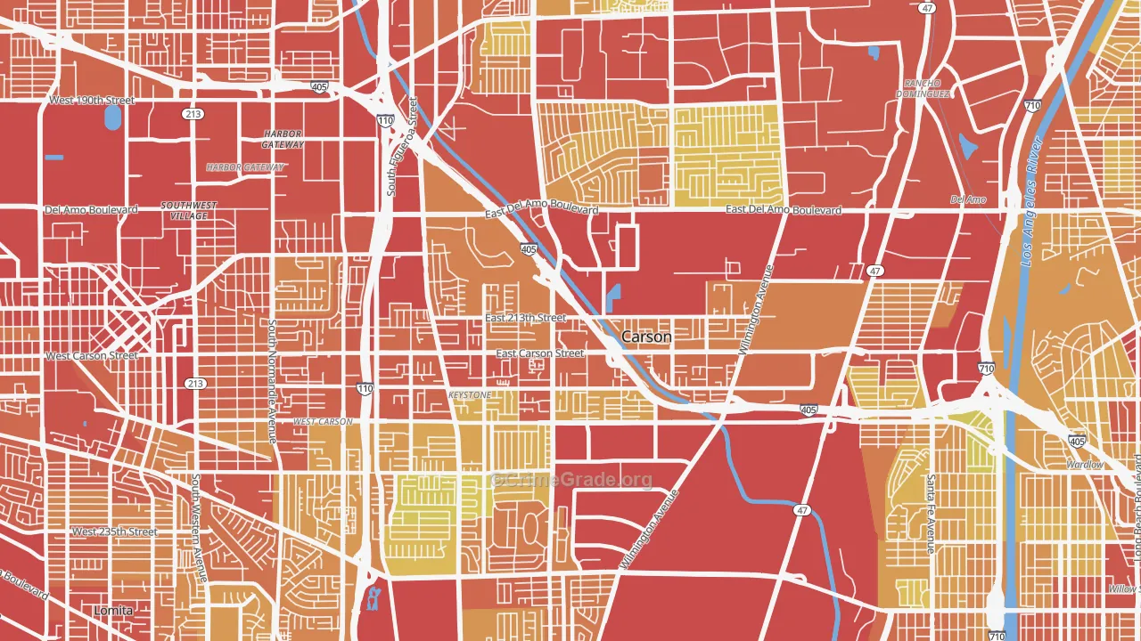 Carson, CA Map of Vehicle Theft Rates