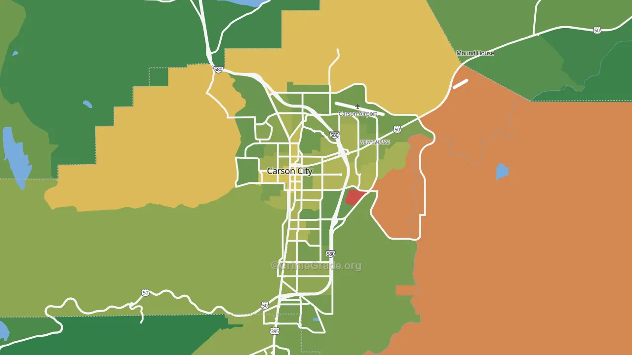 Carson City, NV Map of Vehicle Theft Rates