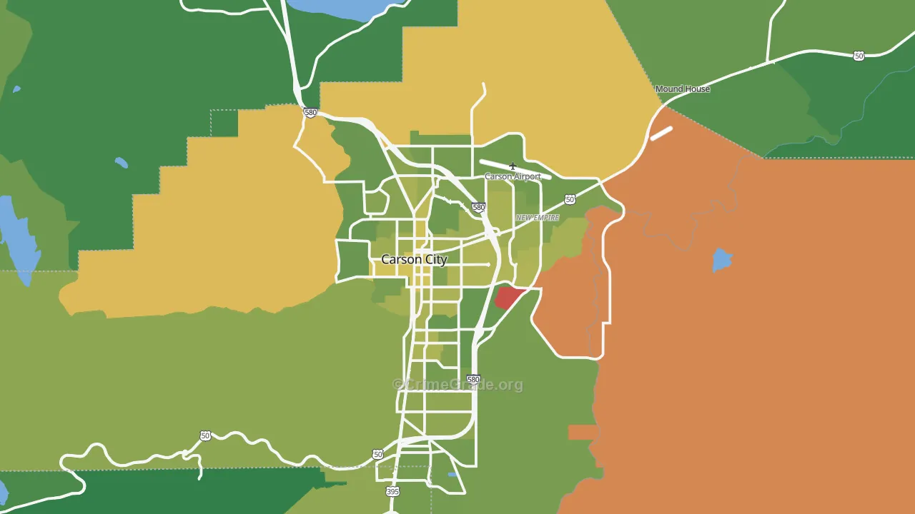 Carson City, NV Map of Vehicle Theft Rates