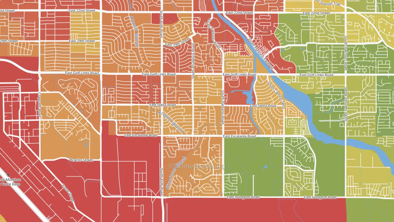 Carson Corner, Tucson, AZ Map of Vehicle Theft Rates