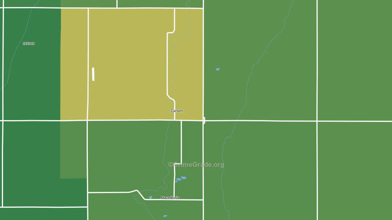 Carson, IA Map of Vehicle Theft Rates