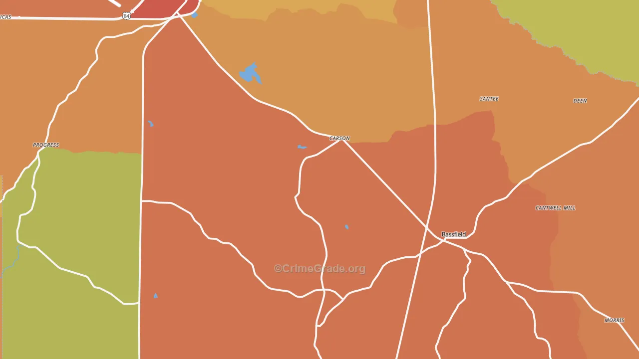 Carson, MS Map of Vehicle Theft Rates