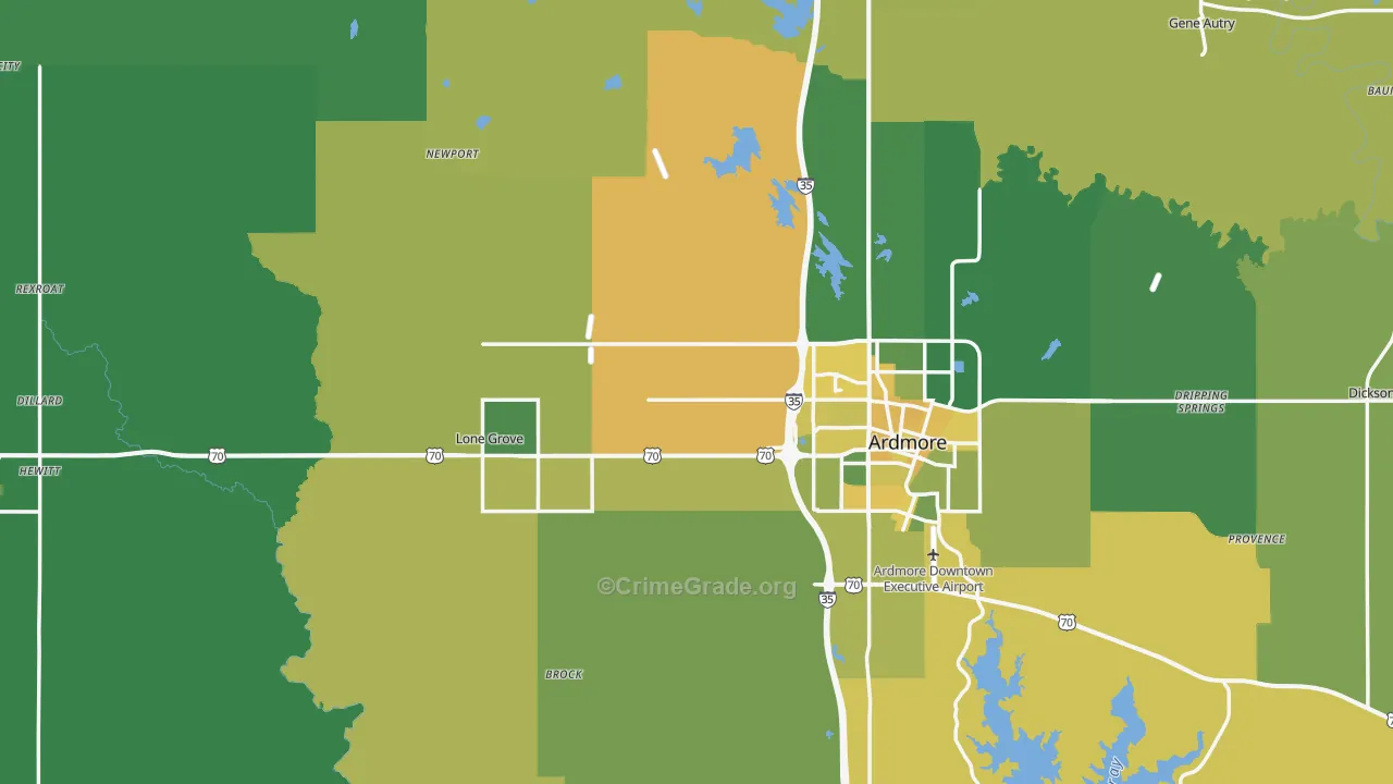 Carter County, OK Map of Vehicle Theft Rates
