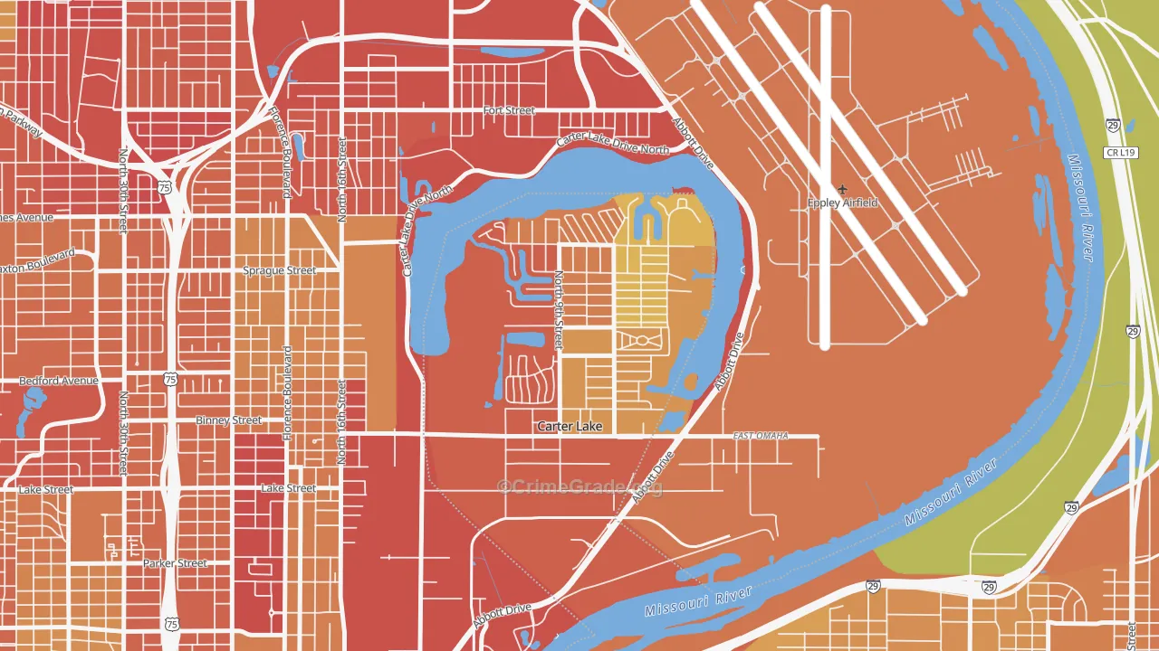 Carter Lake, IA Map of Vehicle Theft Rates