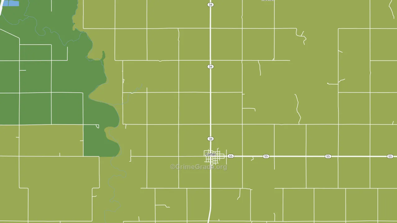 Carter, OK Map of Vehicle Theft Rates