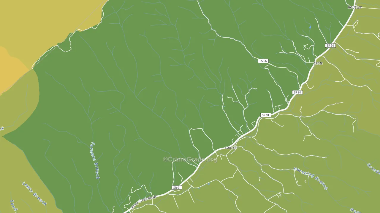 Carter, TN Map of Vehicle Theft Rates