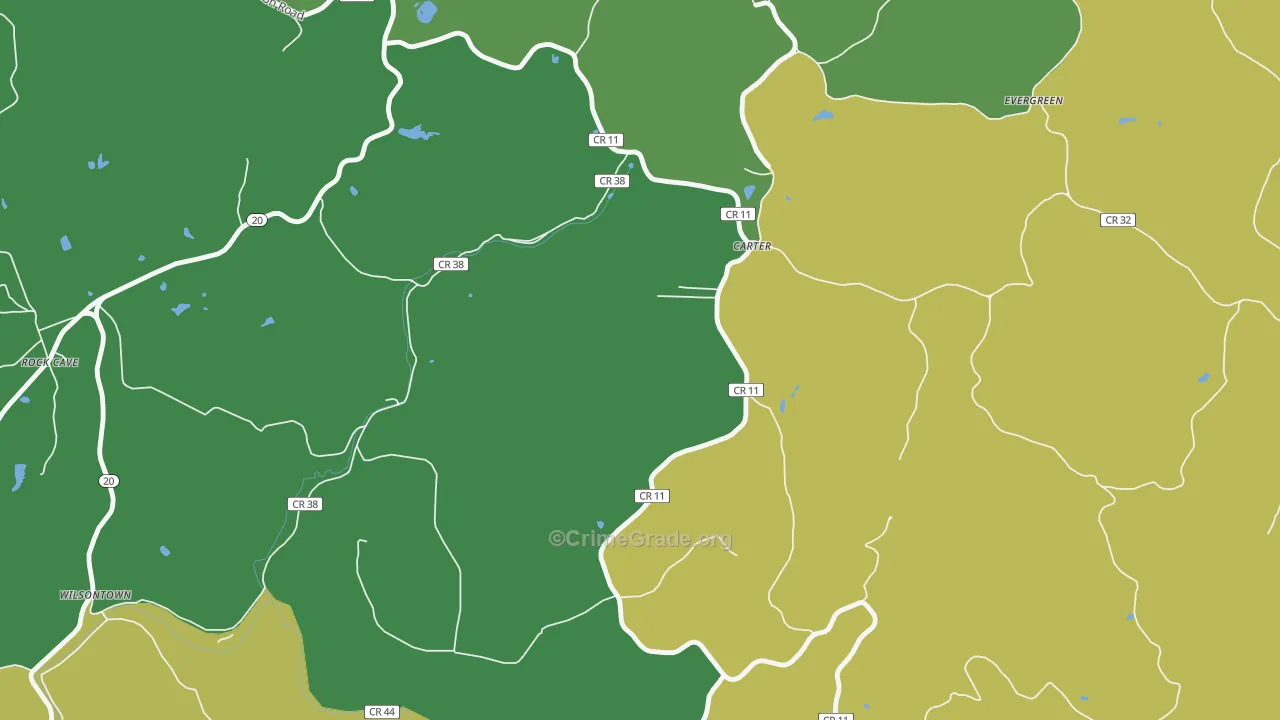 Carter, WV Map of Vehicle Theft Rates