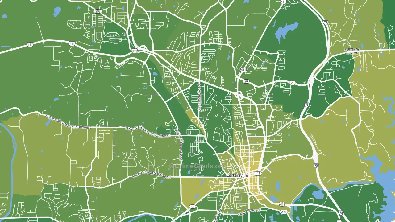 Cartersville, GA Map of Vehicle Theft Rates