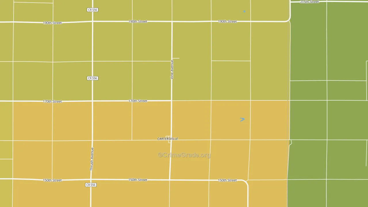 Cartersville, IA Map of Vehicle Theft Rates