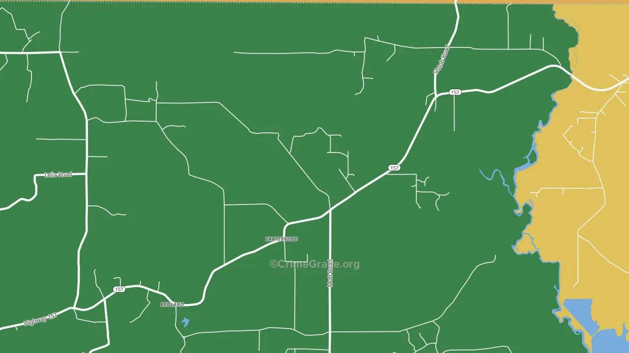 Carterville, LA Map of Vehicle Theft Rates