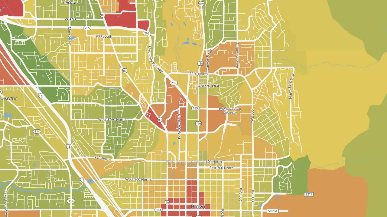 Carterville, Provo, UT Map of Vehicle Theft Rates