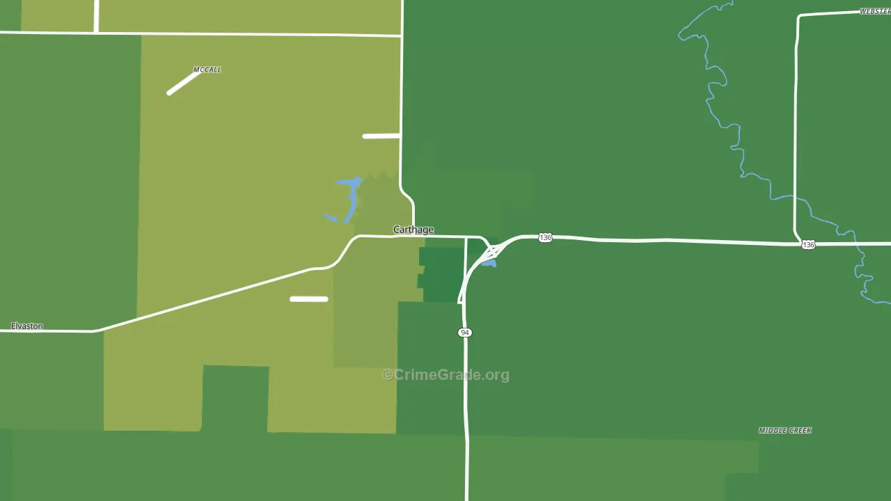 Carthage, IL Map of Vehicle Theft Rates