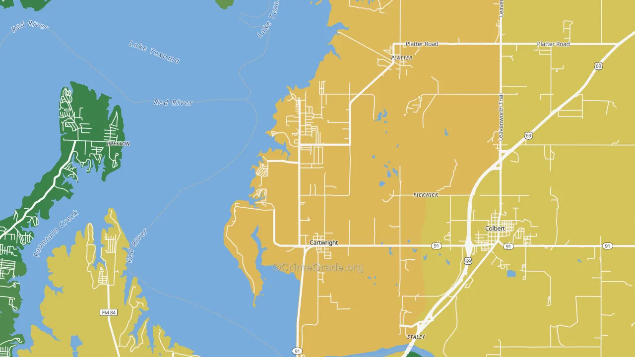 Cartwright, OK Map of Vehicle Theft Rates