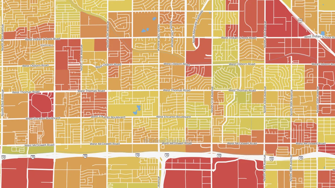 Cartwright, Phoenix, AZ Map of Vehicle Theft Rates