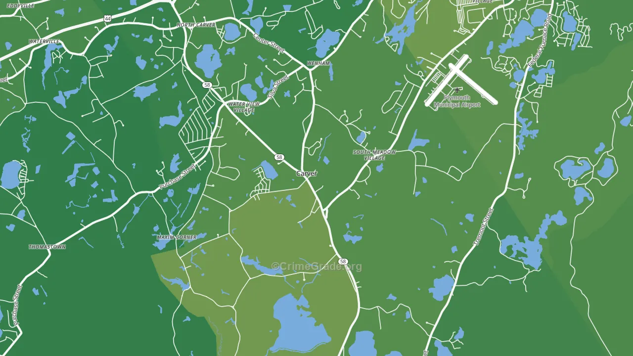Carver, MA Map of Vehicle Theft Rates