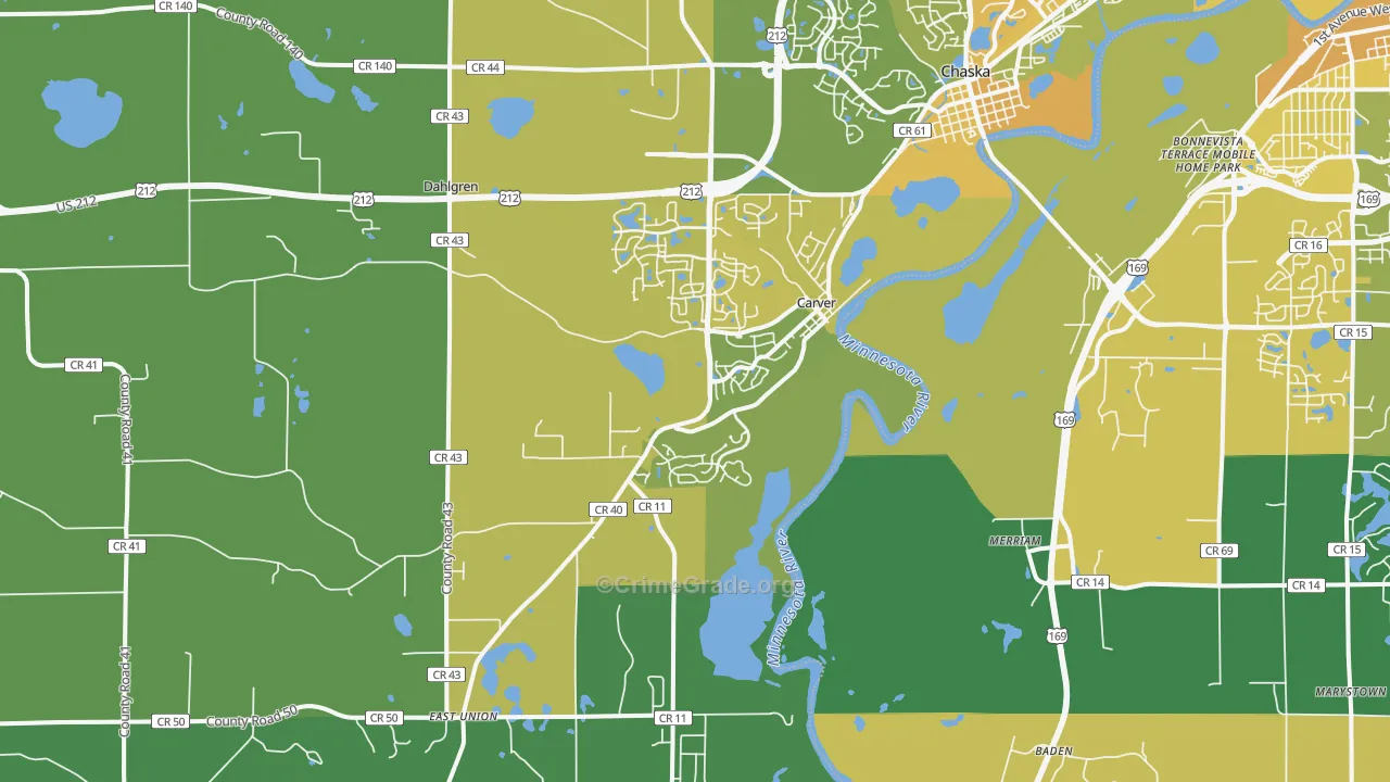 Carver, MN Map of Vehicle Theft Rates