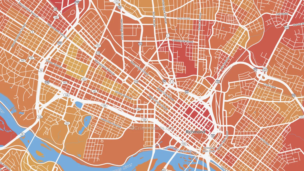 Carver-Richmond, Richmond, VA Map of Vehicle Theft Rates