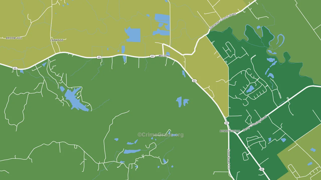 Carwood, IN Map of Vehicle Theft Rates