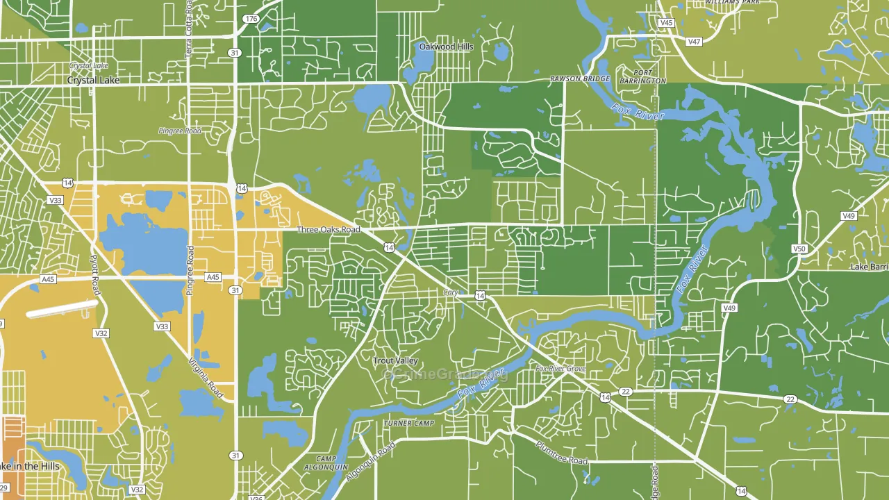 Cary, IL Map of Vehicle Theft Rates