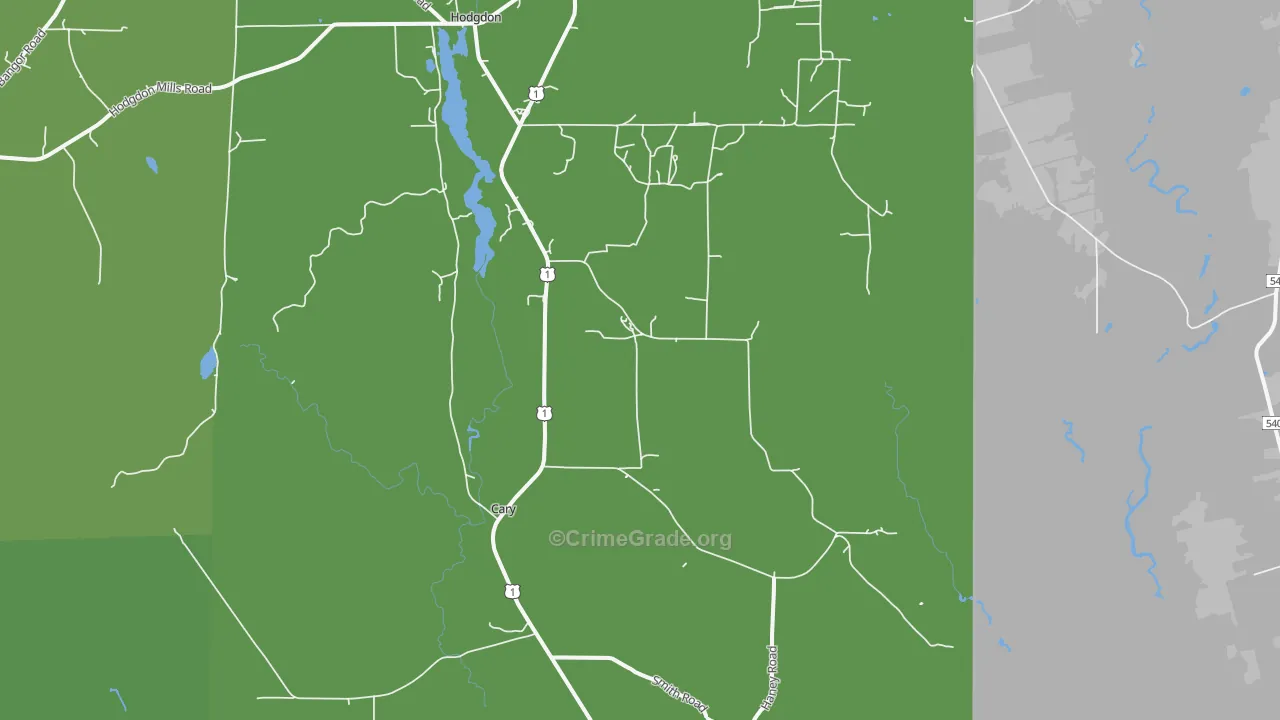 Cary, ME Map of Vehicle Theft Rates
