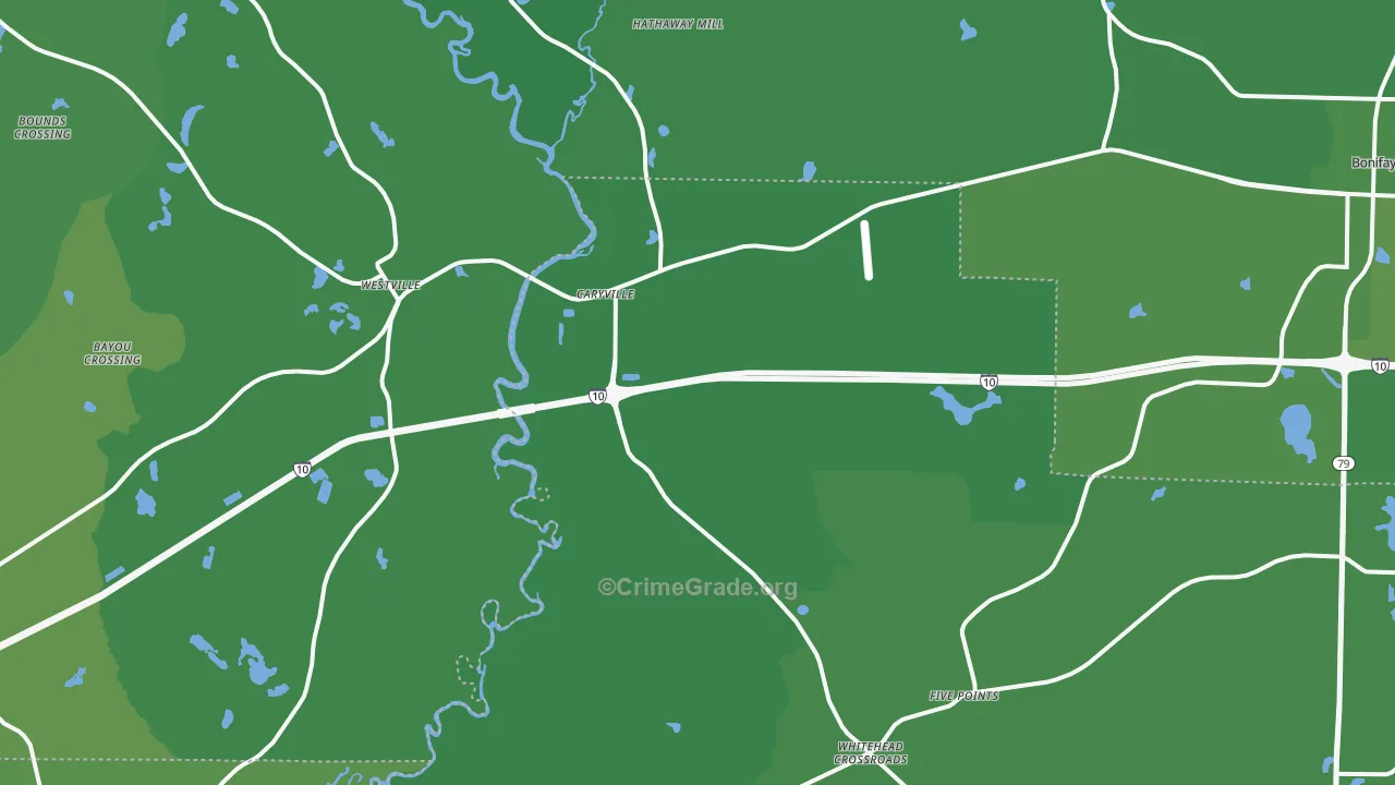 Caryville, FL Map of Vehicle Theft Rates