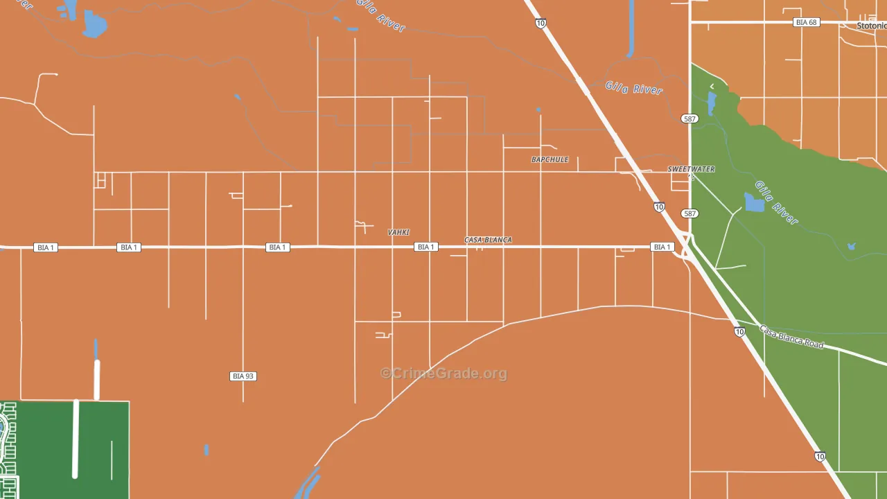 Casa Blanca, AZ Map of Vehicle Theft Rates