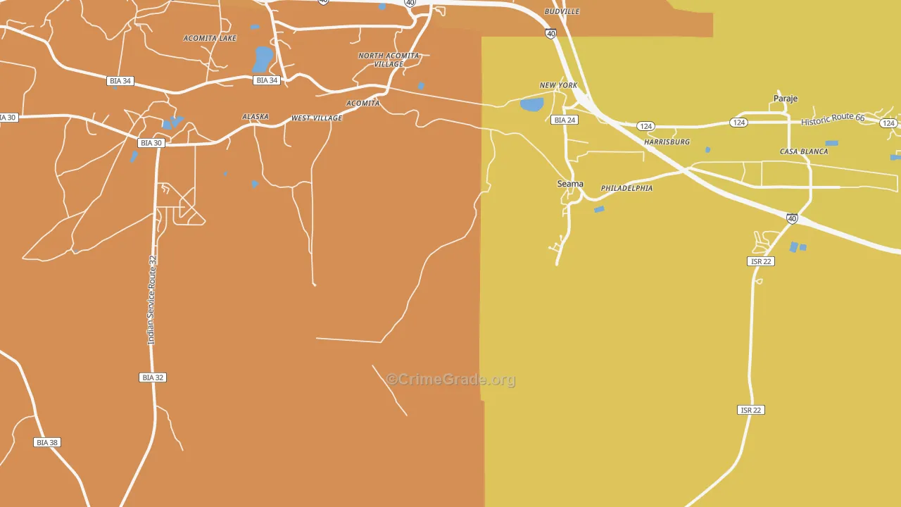 Casa Blanca, NM Map of Vehicle Theft Rates