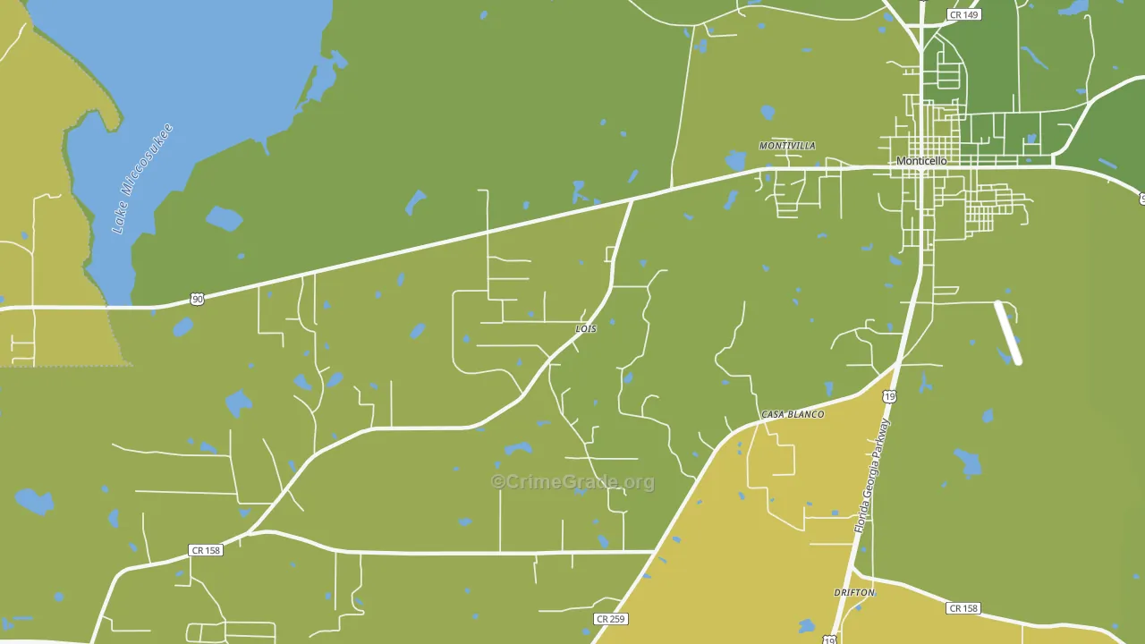 Casa Blanco, FL Map of Vehicle Theft Rates