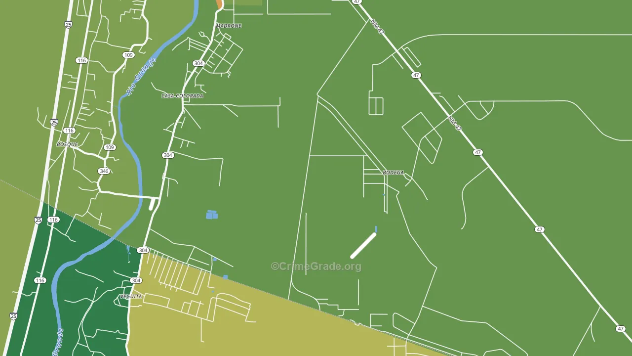 Casa Colorada, NM Map of Vehicle Theft Rates