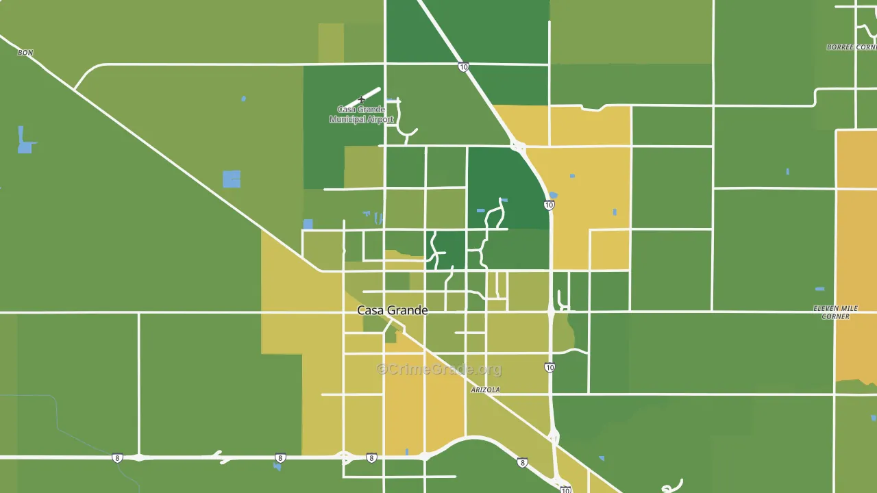 Casa Grande, AZ Map of Vehicle Theft Rates