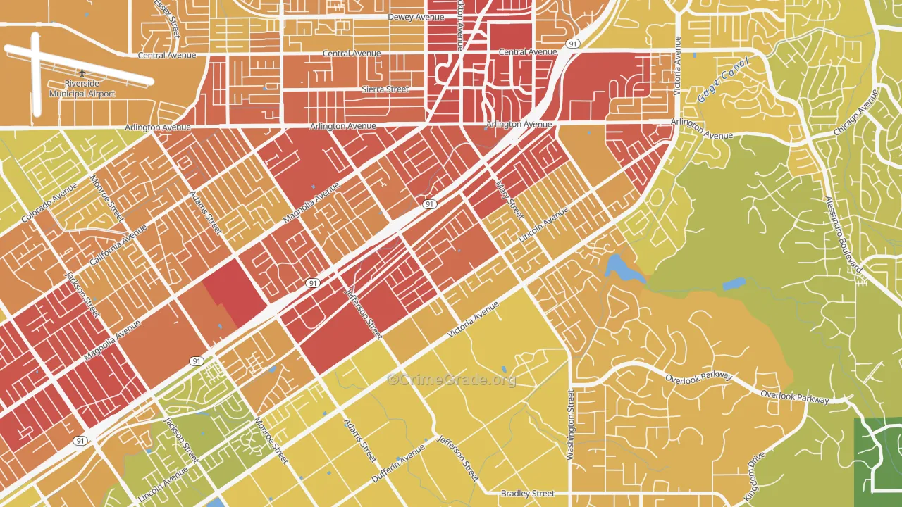 Casablanca, Riverside, CA Map of Vehicle Theft Rates