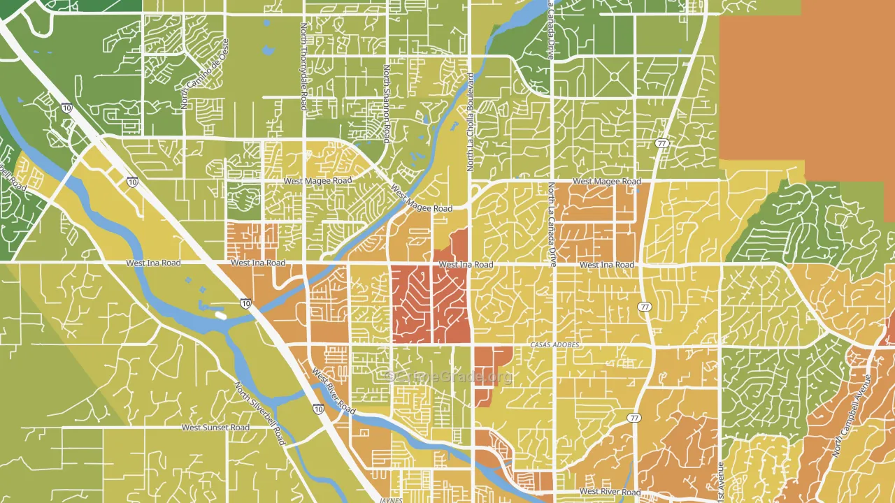 Casas Adobes, AZ Map of Vehicle Theft Rates