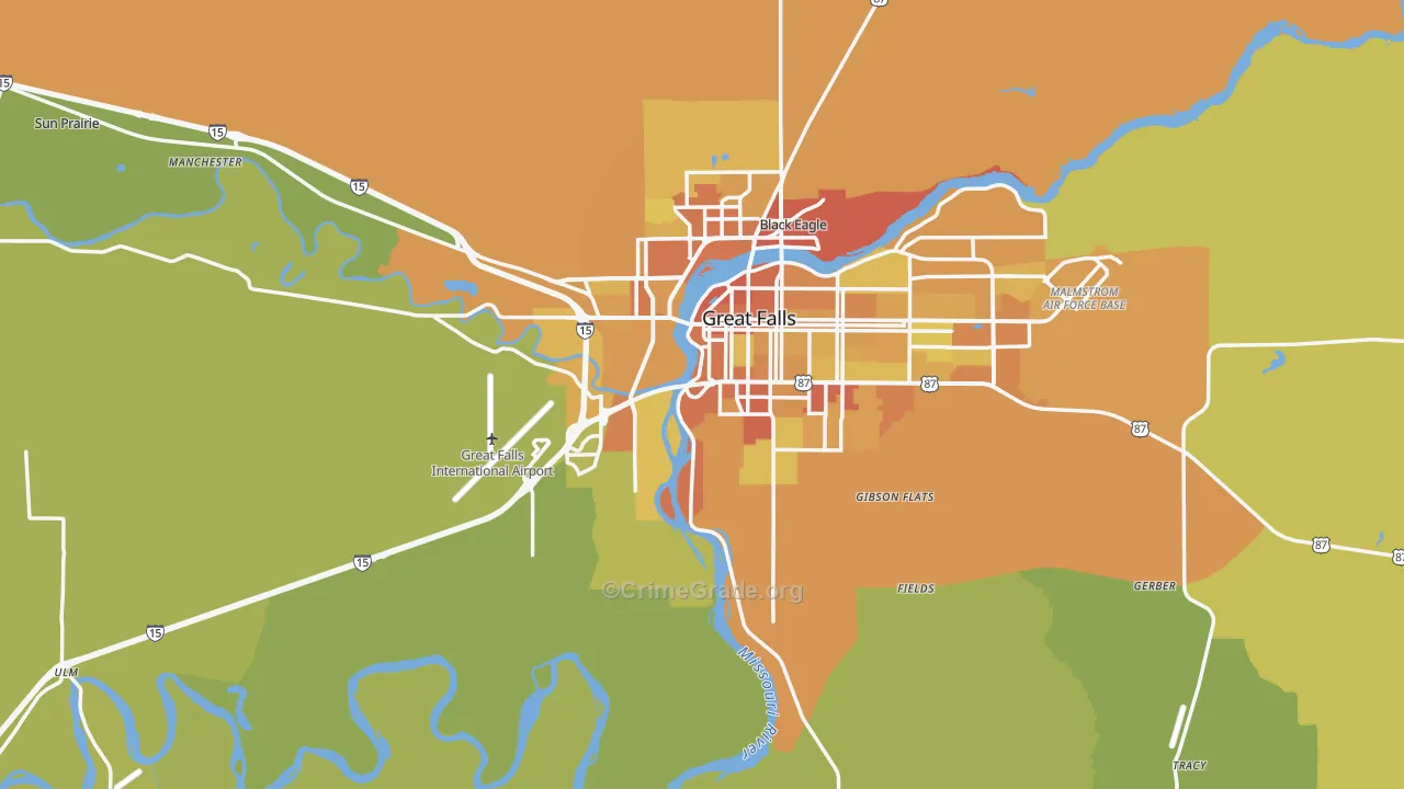 Cascade County, MT Map of Vehicle Theft Rates