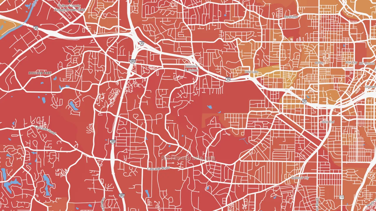 Cascade Heights, Atlanta, GA Map of Vehicle Theft Rates