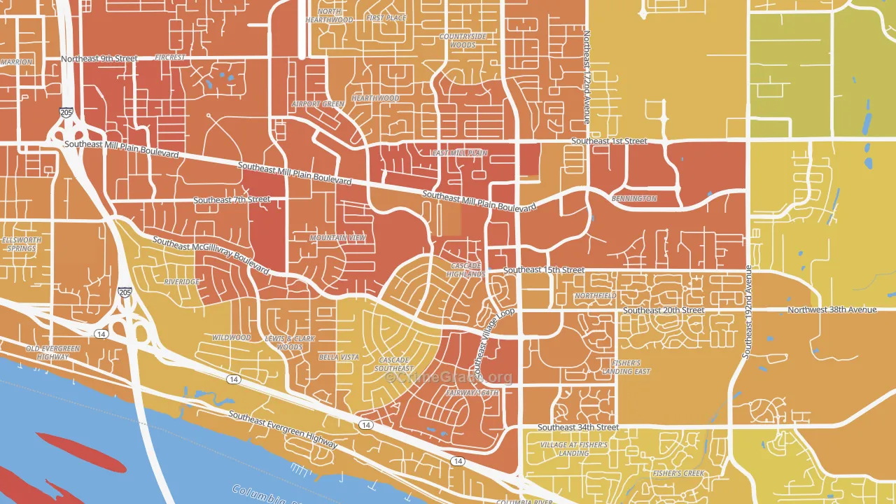 Cascade Highlands, Vancouver, WA Map of Vehicle Theft Rates