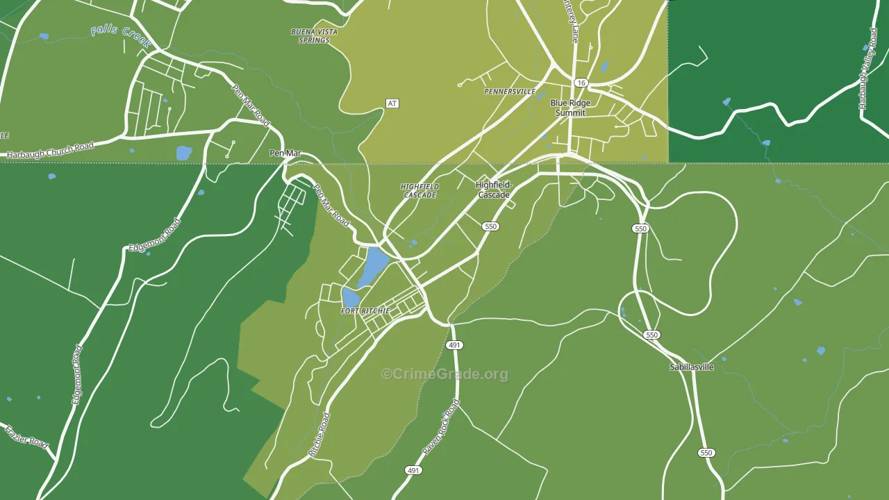 Cascade, MD Map of Vehicle Theft Rates