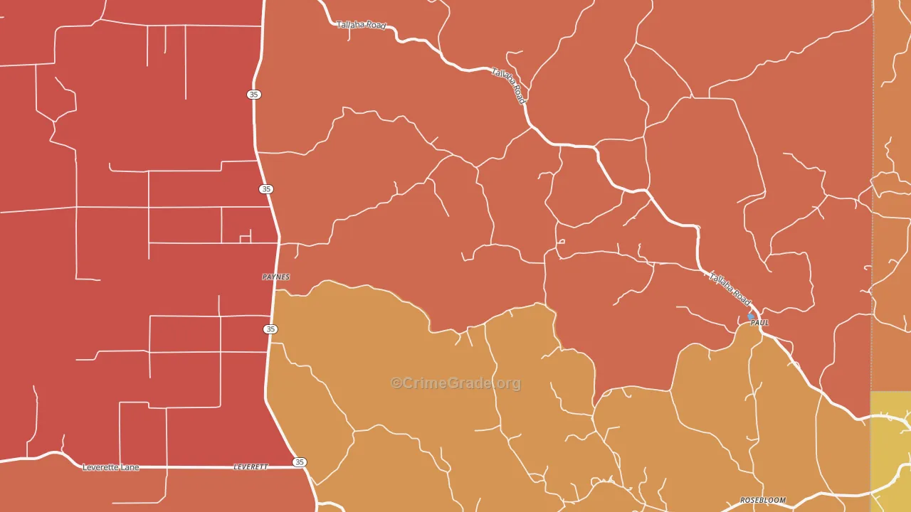 Cascilla, MS Map of Vehicle Theft Rates