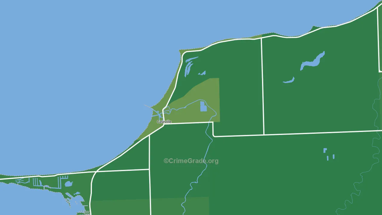 Caseville, MI Map of Vehicle Theft Rates
