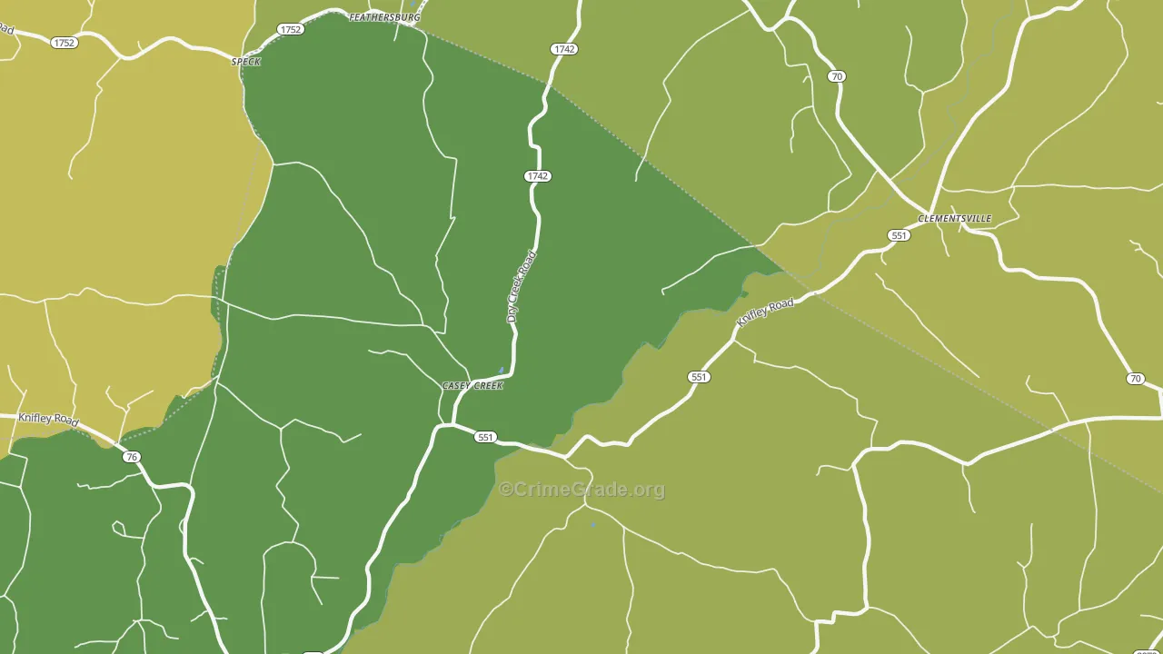 Casey Creek, KY Map of Vehicle Theft Rates
