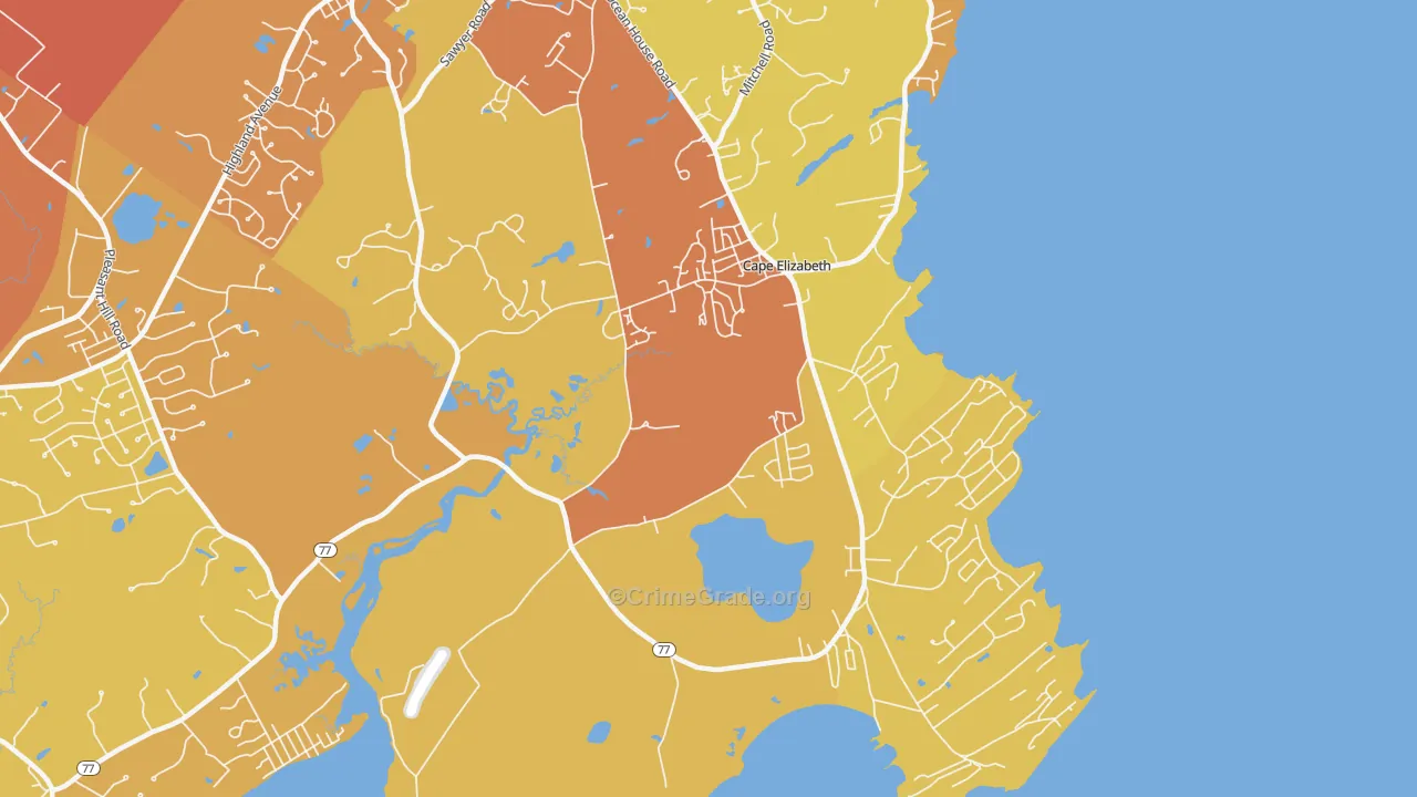 Cash Corner, ME Map of Vehicle Theft Rates