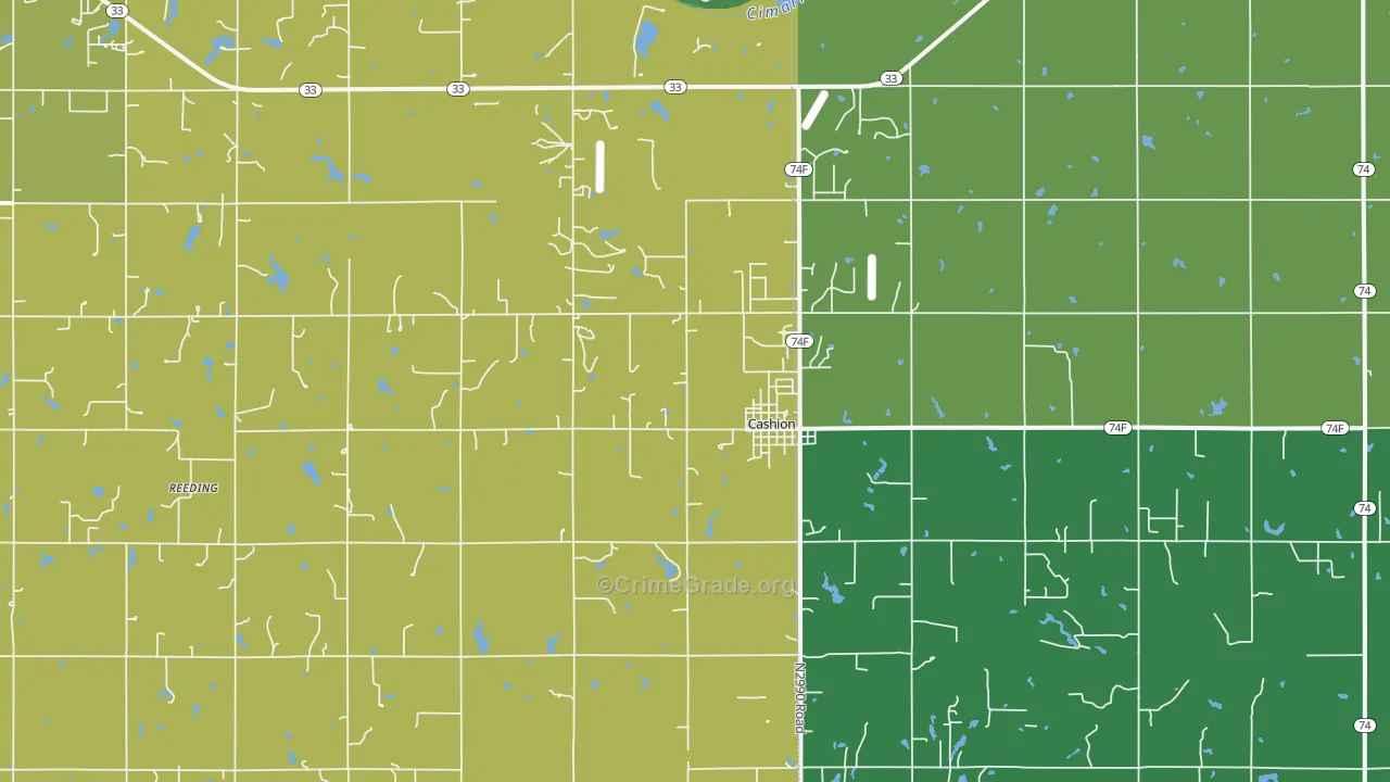 Cashion, OK Map of Vehicle Theft Rates