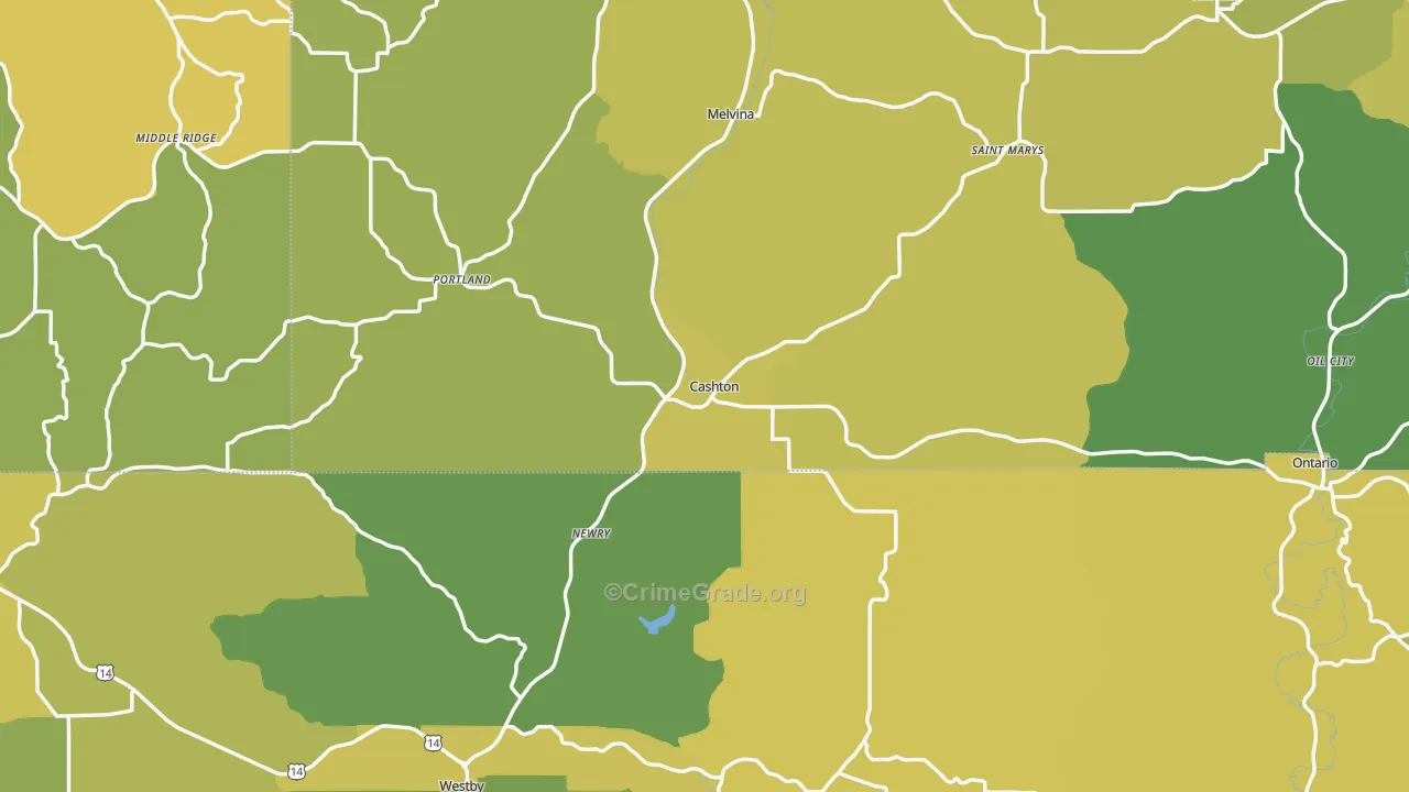 Cashton, WI Map of Vehicle Theft Rates