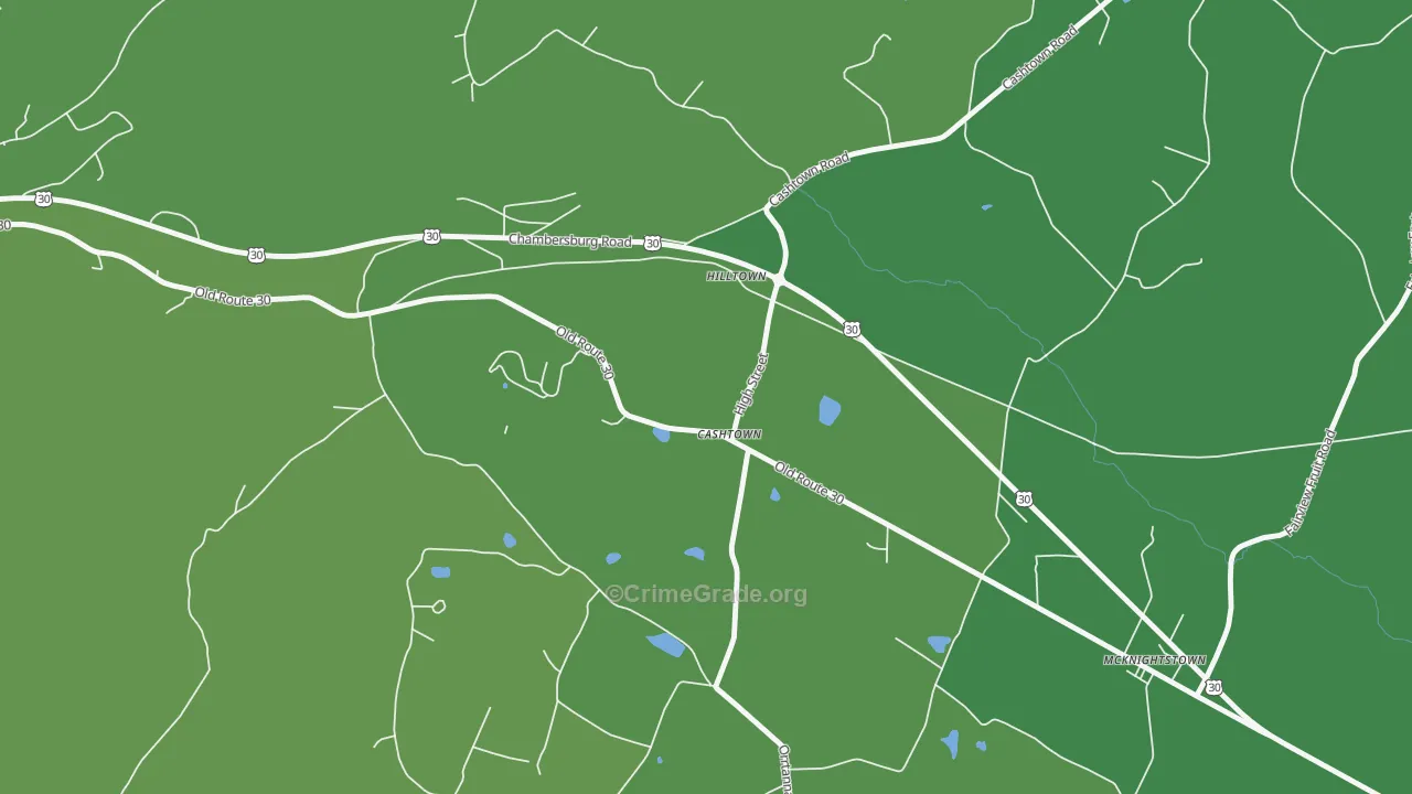 Cashtown, PA Map of Vehicle Theft Rates