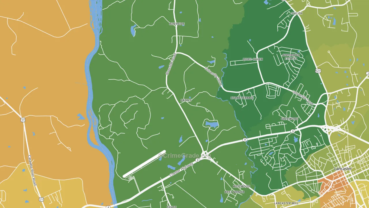 Caskey, SC Map of Vehicle Theft Rates